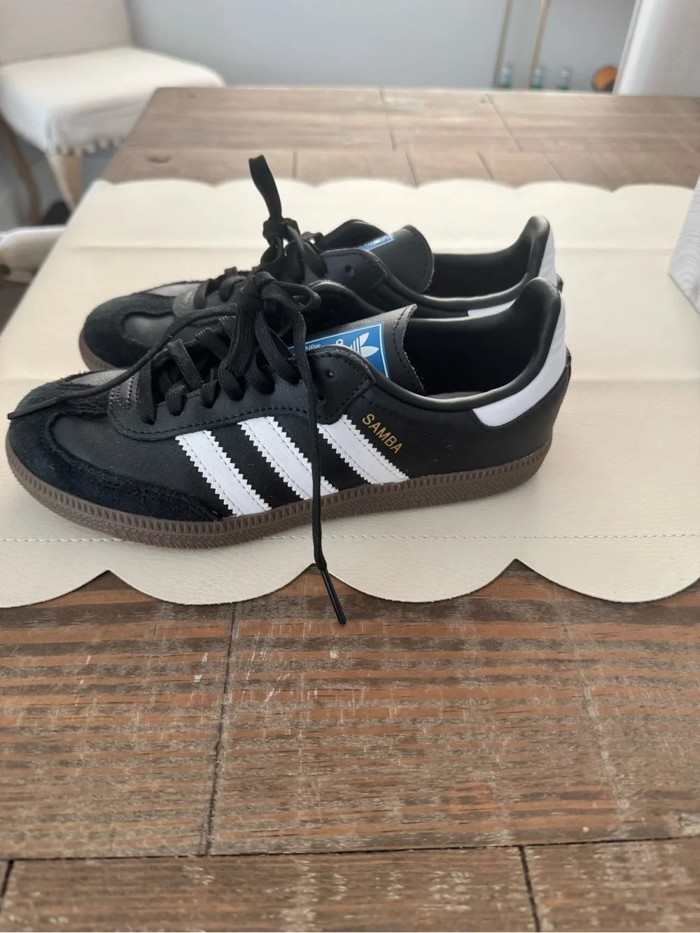 Adidas Kids' Samba Classic Sneakers in Black and White size 2